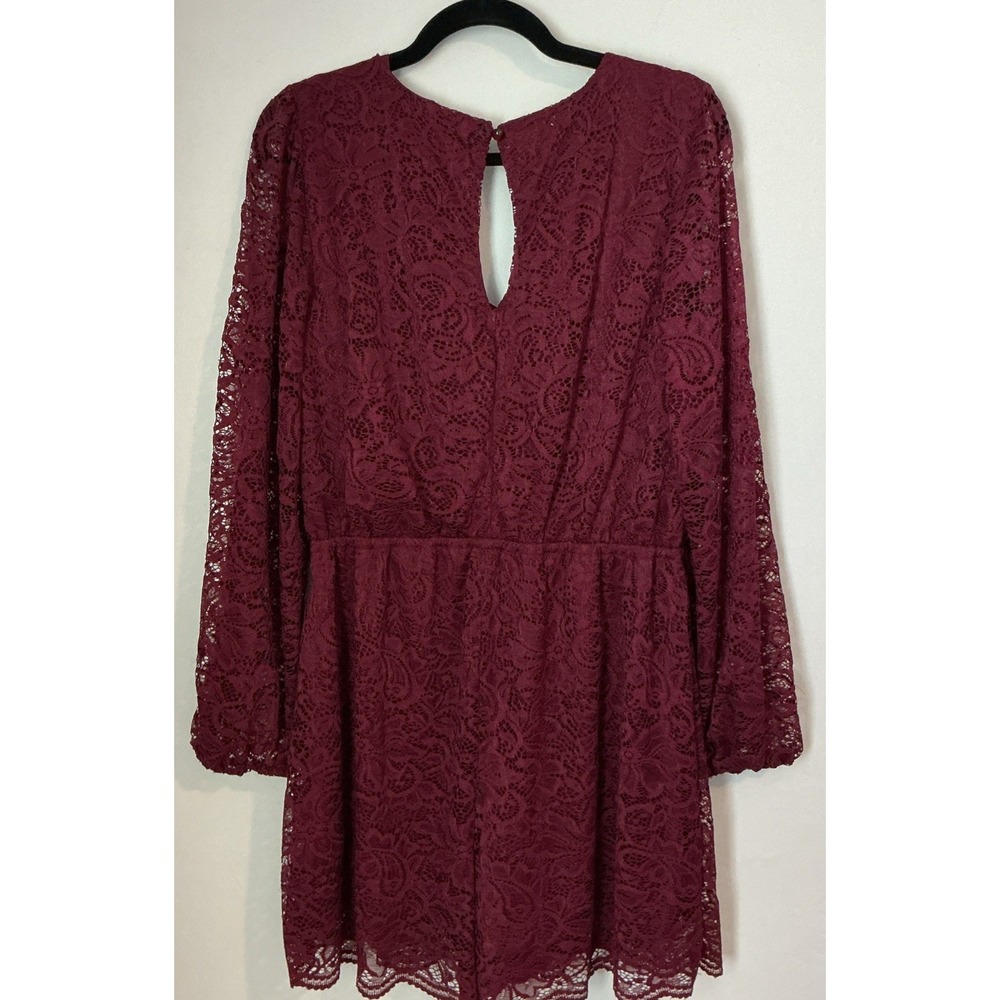 Maurices Long Sleeve All Over Lace Romper Burgundy Large NWT - Picture 6 of 13
